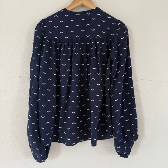 Zadig & Voltaire Womens Silk V-Neck Wing Print Long-Sleeved Blouse Top Small - Picture 8 of 11